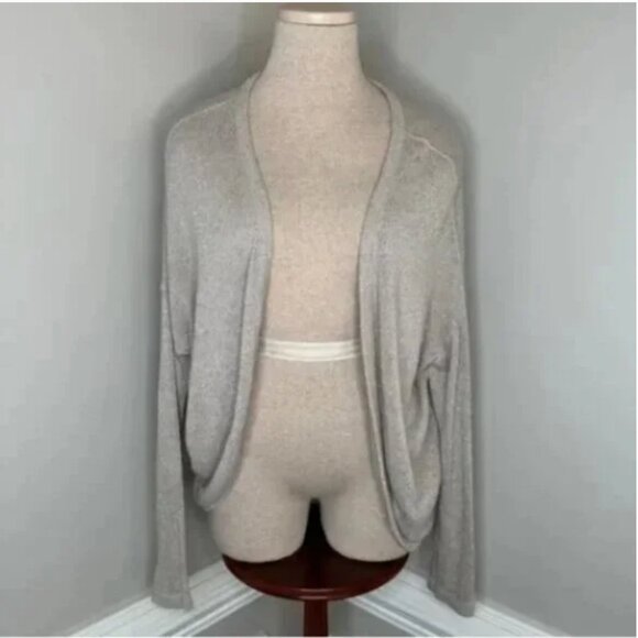 AG Adriano Goldschmied Tan with Gold Metallic Flecks Open Front Cardigan Small - Picture 1 of 6